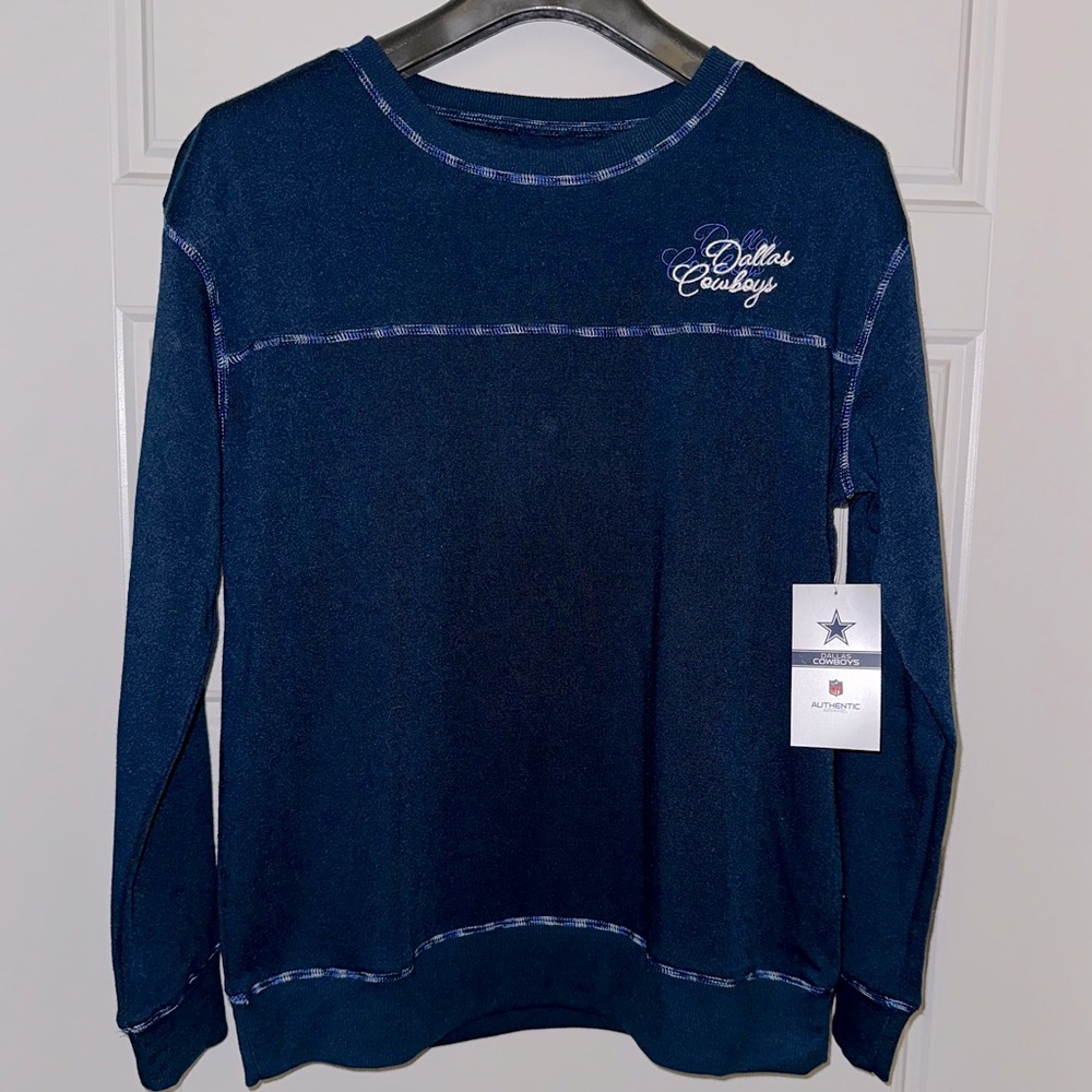 NWT Dallas Cowboys Club Collection Crew Neck Soft Navy Blue & White Sweater S 💙